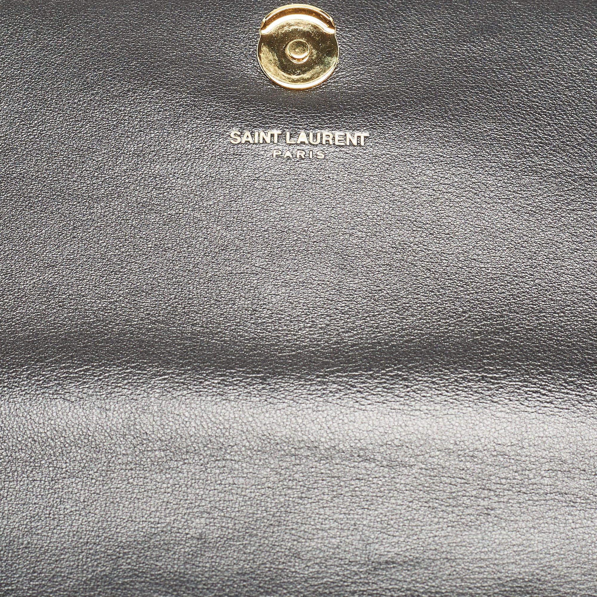 Saint Laurent Black Velvet Monogram Kate Tassel Chain Bag In Good Condition In Dubai, Al Qouz 2