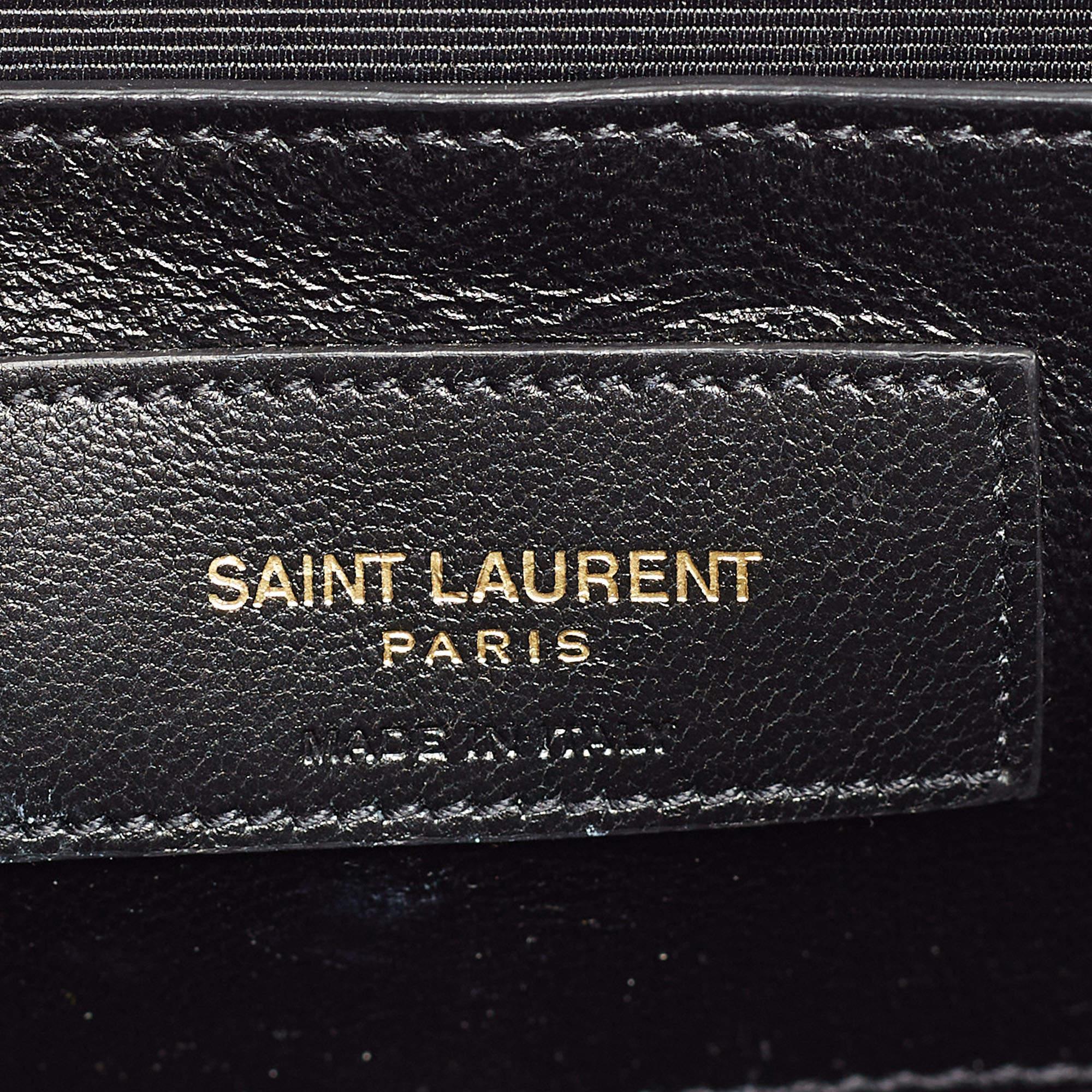 Women's Saint Laurent Black Velvet Monogram Kate Tassel Chain Bag