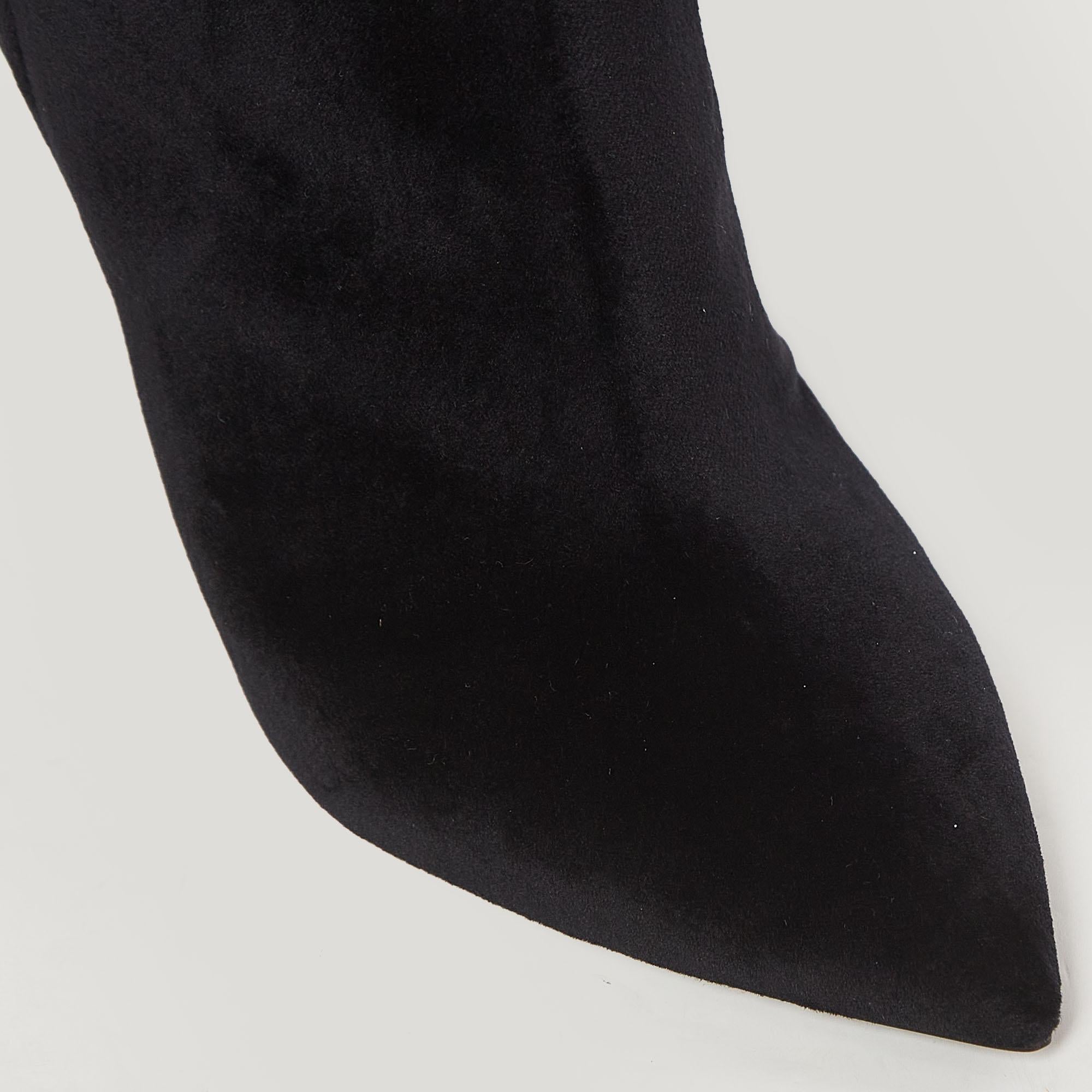 Saint Laurent Black Velvet Niki Over The Knee Boots Size 40 For Sale 3