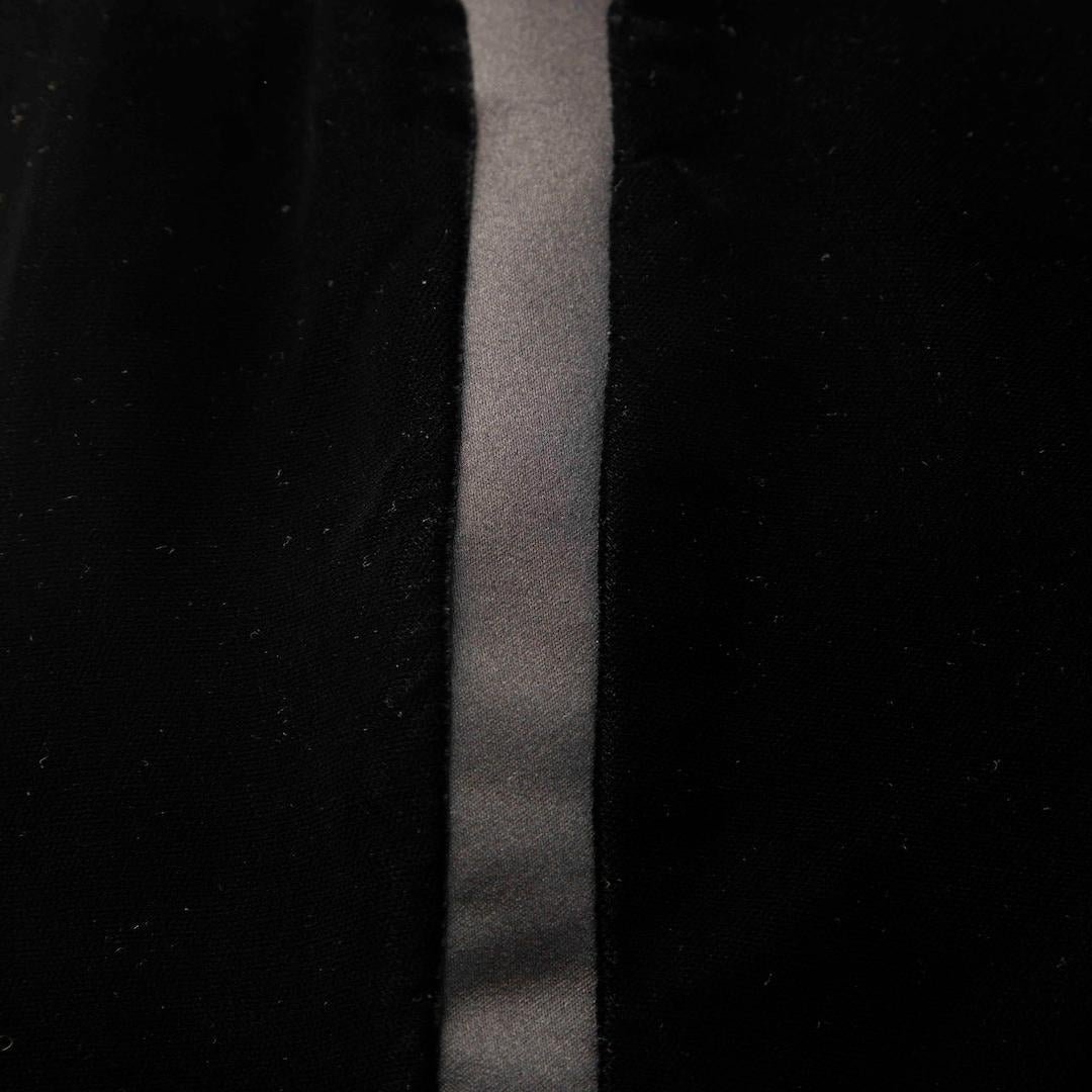 Women's Saint Laurent Black Velvet Satin Panel Trousers Size M For Sale