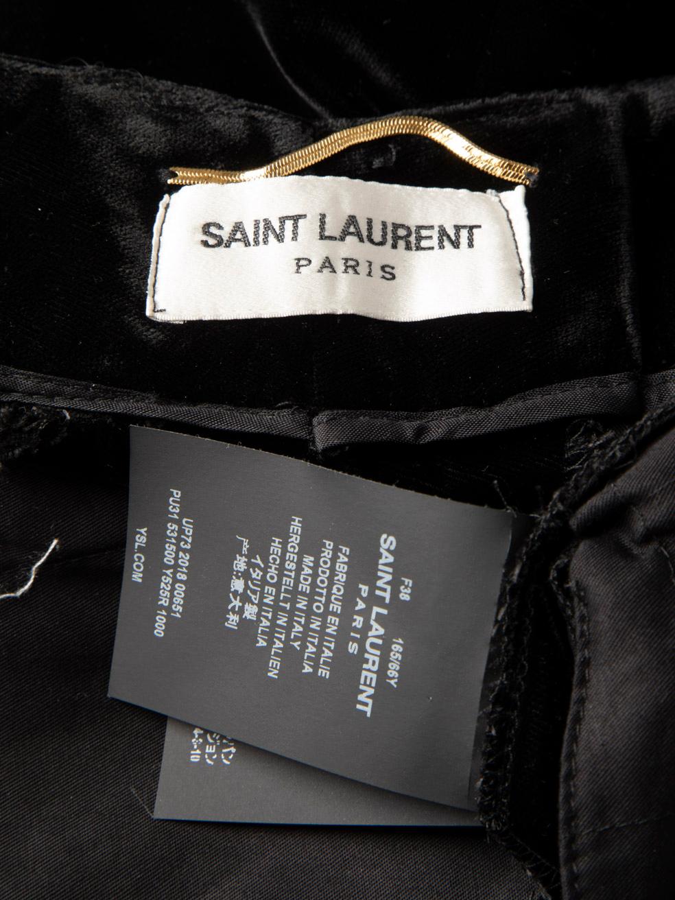 Saint Laurent Black Velvet Satin Panel Trousers Size M For Sale 2