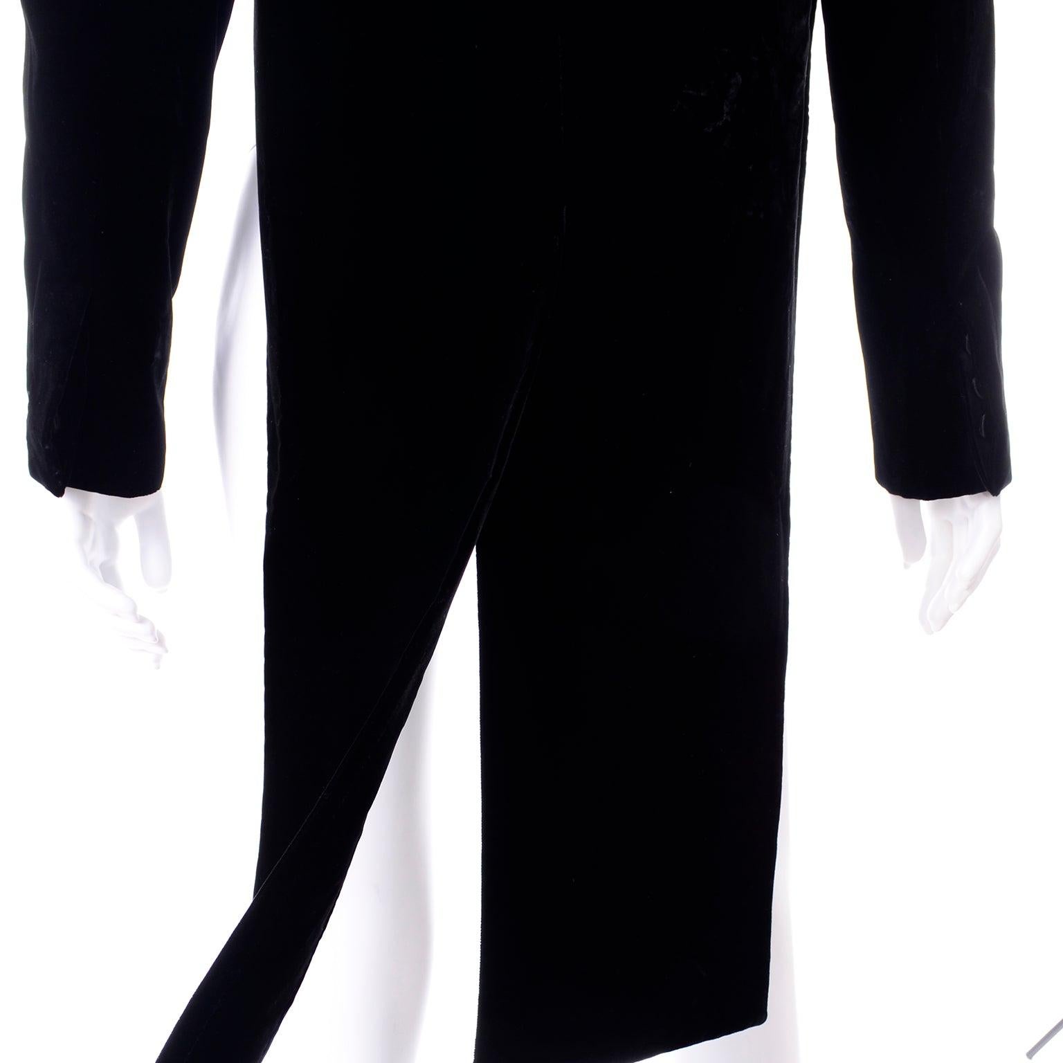Saint Laurent Black Velvet & Satin Tuxedo Jacket With Tails & Flyaway Panels In Excellent Condition For Sale In Portland, OR