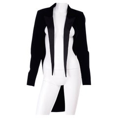 Saint Laurent Black Velvet & Satin Tuxedo Jacket With Tails & Flyaway Panels