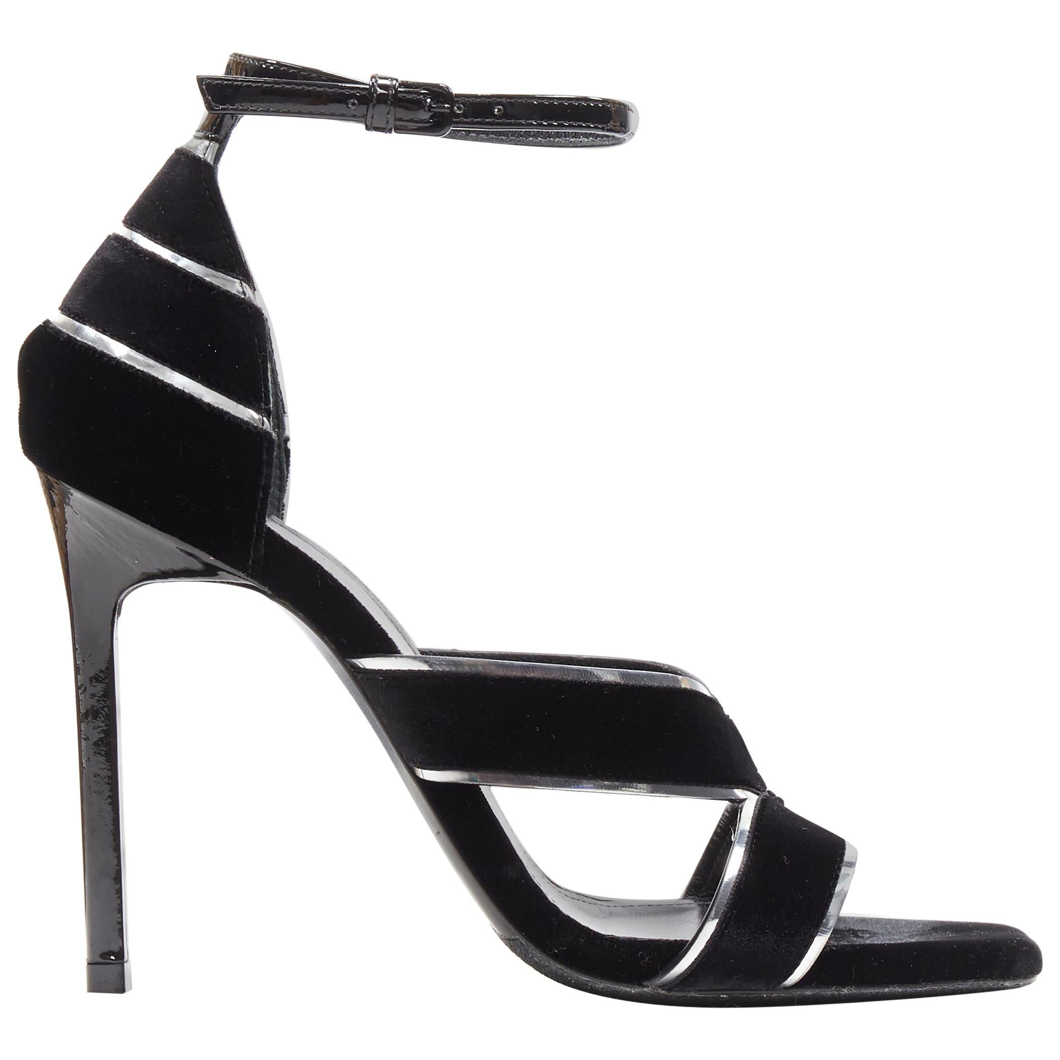 black heels with silver strap