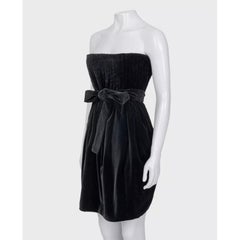 Saint Laurent Velours noir Robe cintrée sans manches 38/M