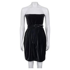 Saint Laurent Velours noir Robe cintrée sans manches 38/M