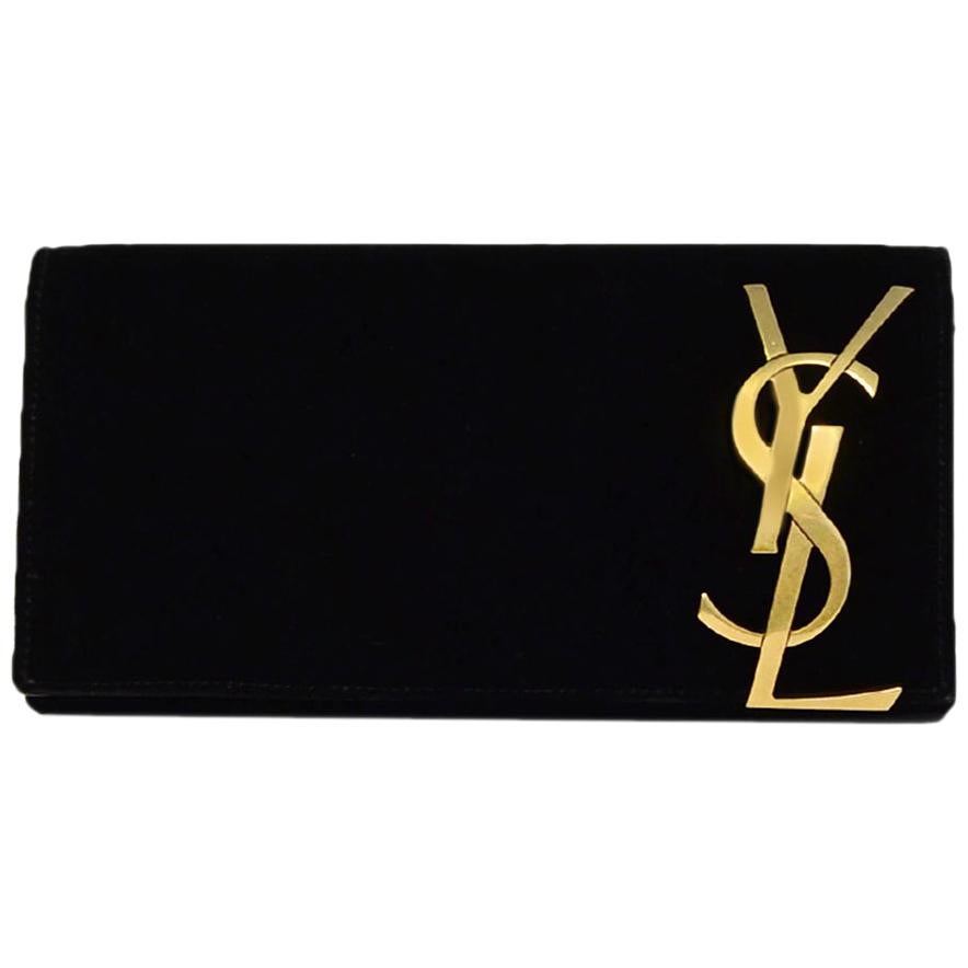 Saint Laurent Black Velvet Smoking Clutch Bag