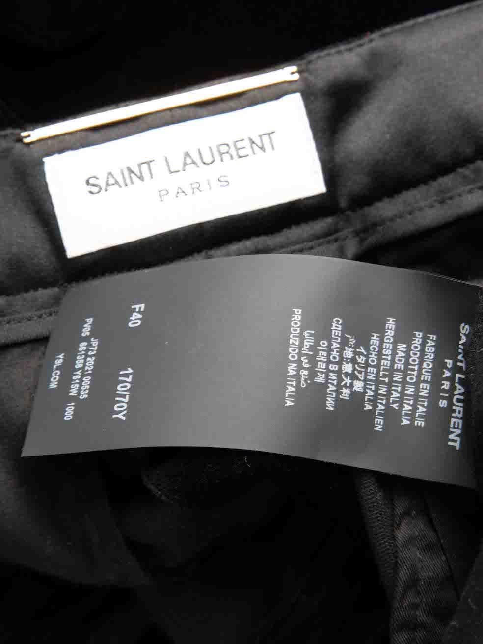 Women's Saint Laurent Black Velvet Straight Leg Trousers Size L For Sale
