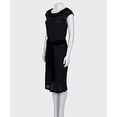 Saint Laurent Black Velvet Trim Dress - Size Large (L)