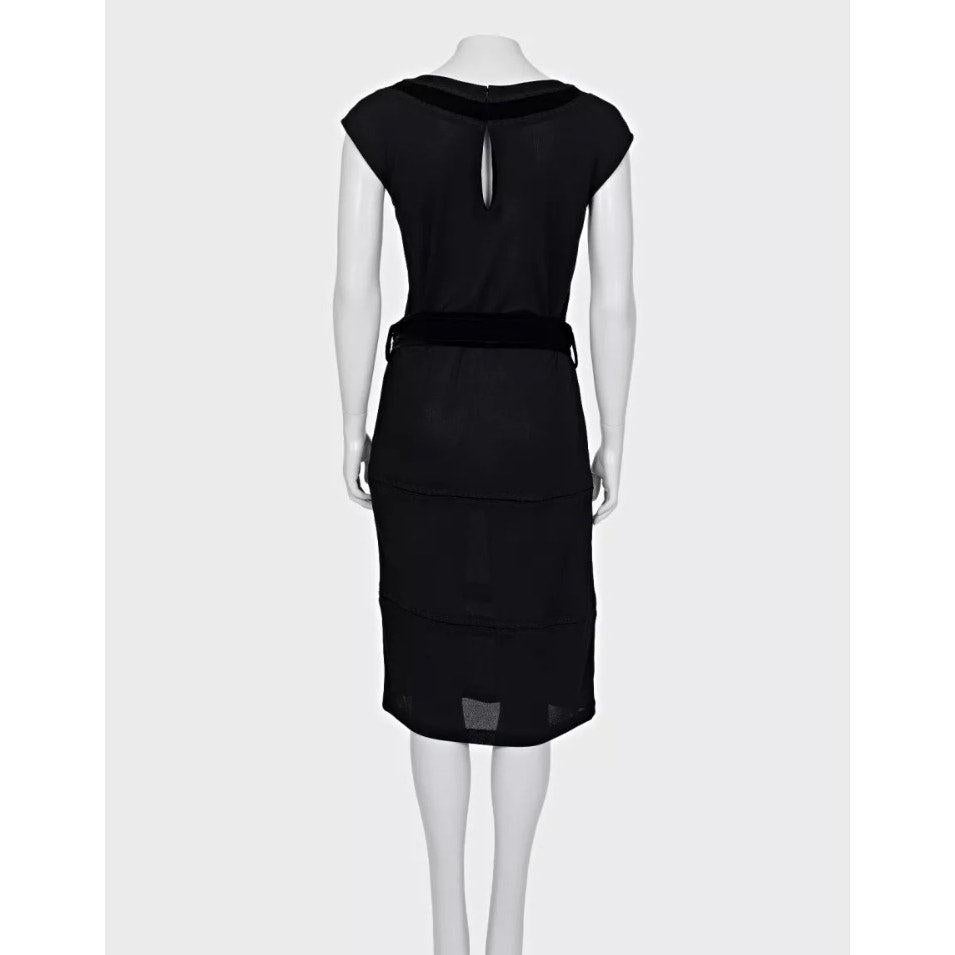 Saint Laurent Schwarzes Kleid mit Samtbesatz - Größe Large (L) im Zustand „Hervorragend“ im Angebot in Krakow, PL