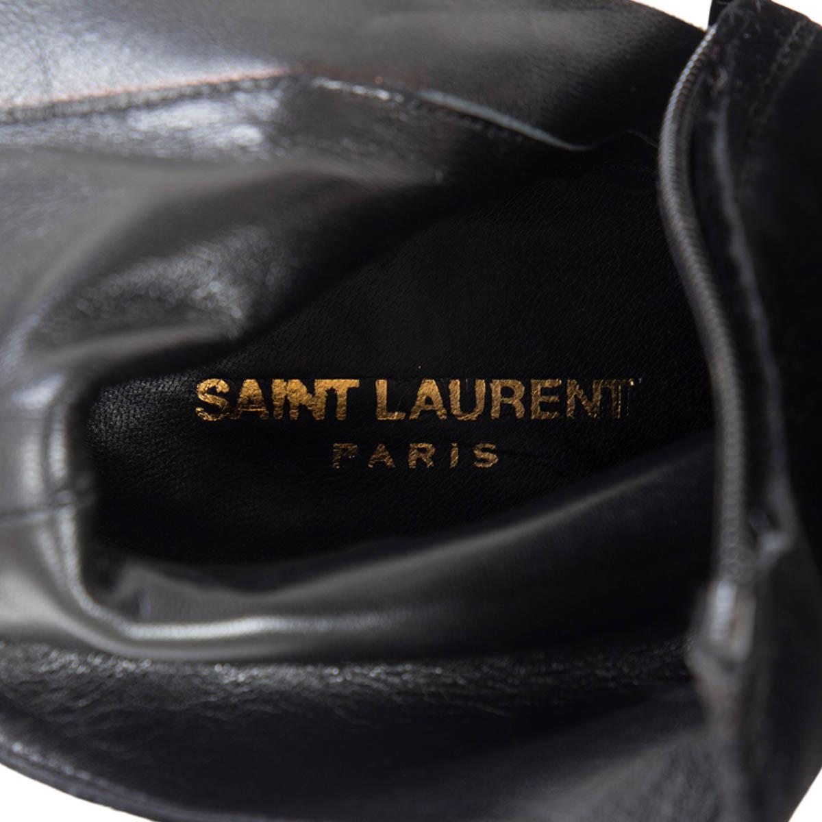 Women's SAINT LAURENT black VELVET WYATT ZIP Ankle Boots Shoes 37 For Sale