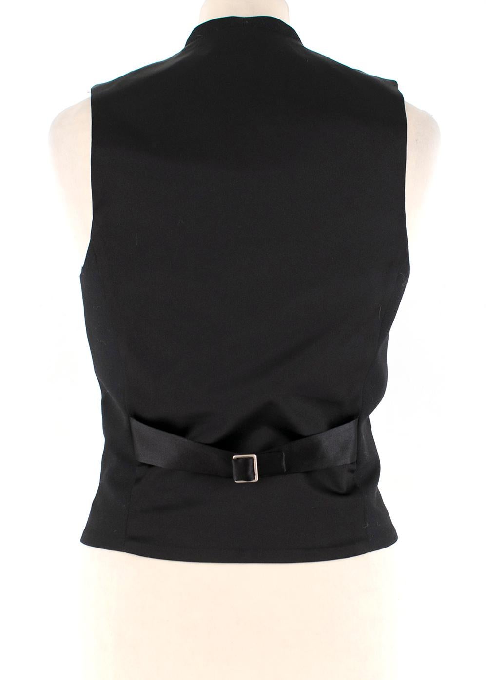 Saint Laurent Black Virgin Wool Gabardine Waist Coat XXS 6 In Excellent Condition In London, GB