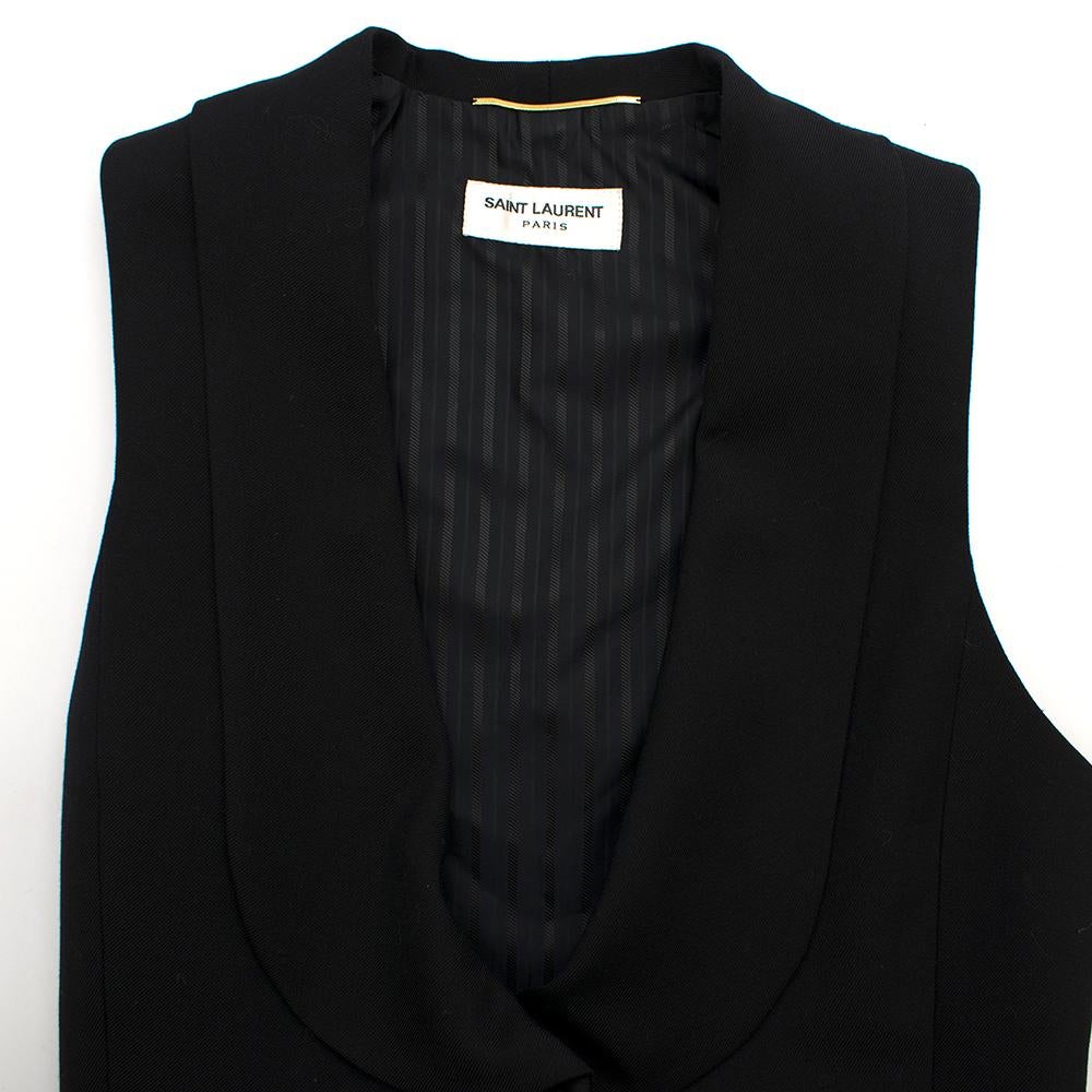 Saint Laurent Black Virgin Wool Gabardine Waist Coat XXS 6 1