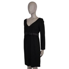 SAINT LAURENT black viscose 2016 BOW WAIST BAND Cocktail Dress 40 M