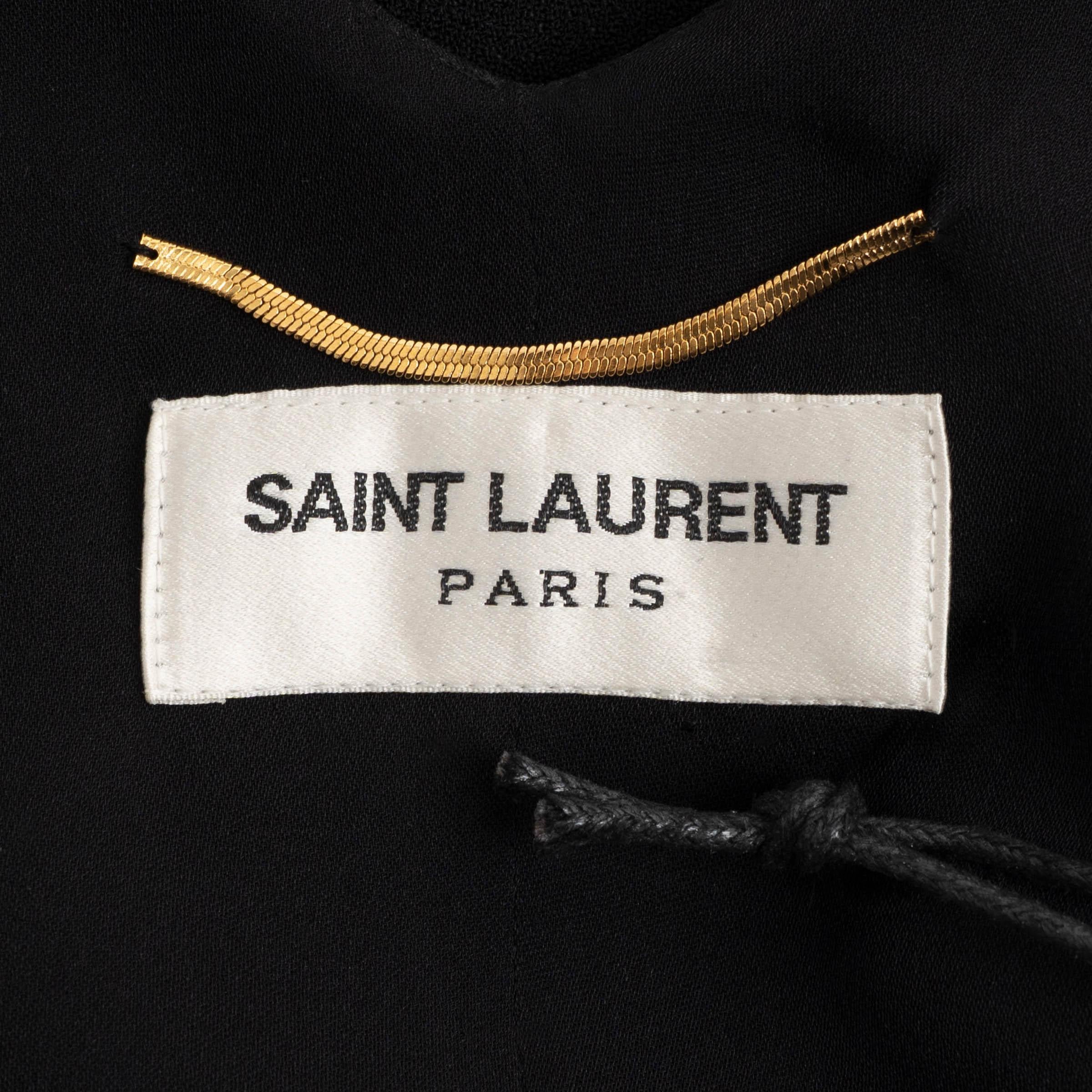 SAINT LAURENT noir viscose 2016 BOW WAIST BAND Robe de Cocktail 40 M en vente 1