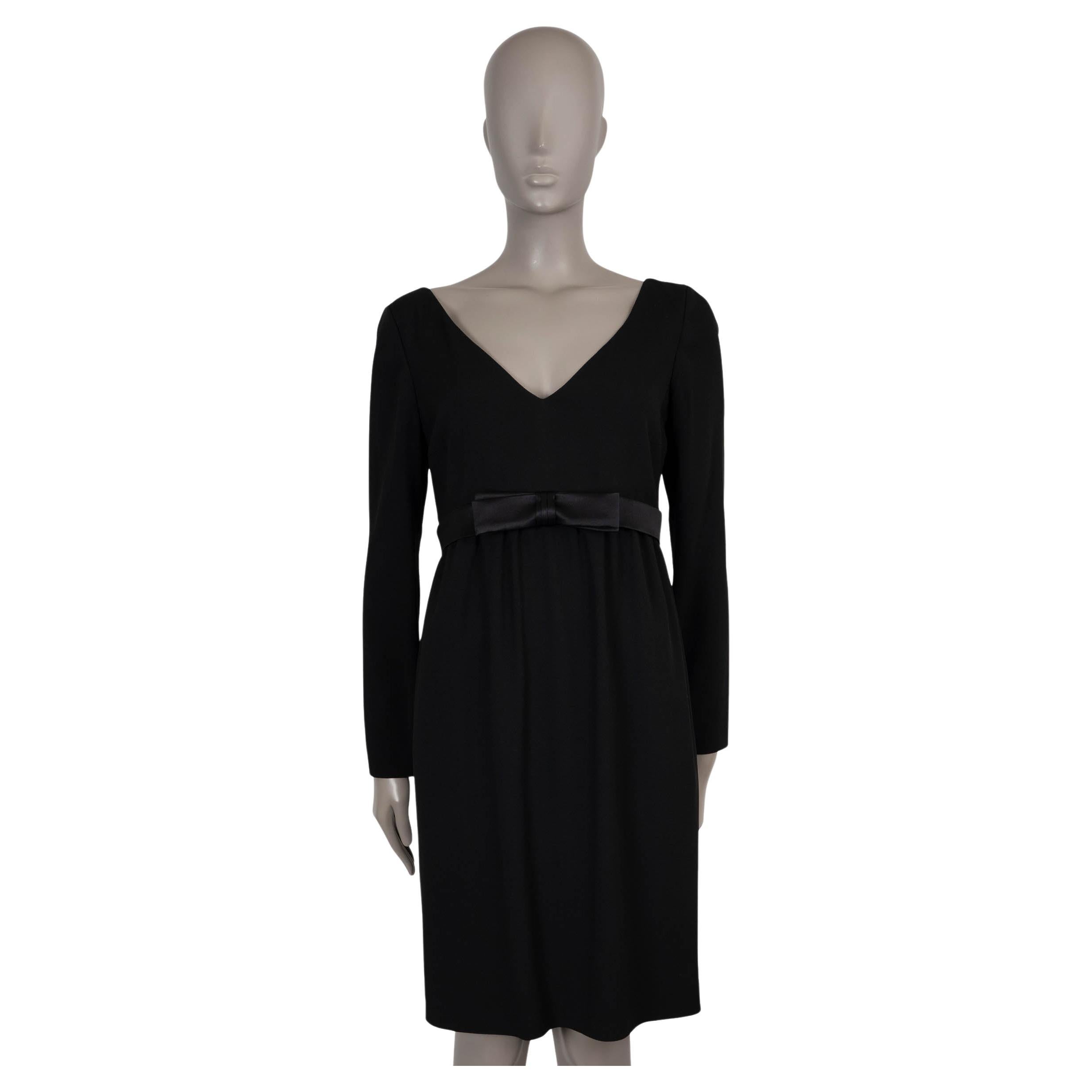 SAINT LAURENT black viscose 2016 BOW WAIST BAND Cocktail Dress 40 M