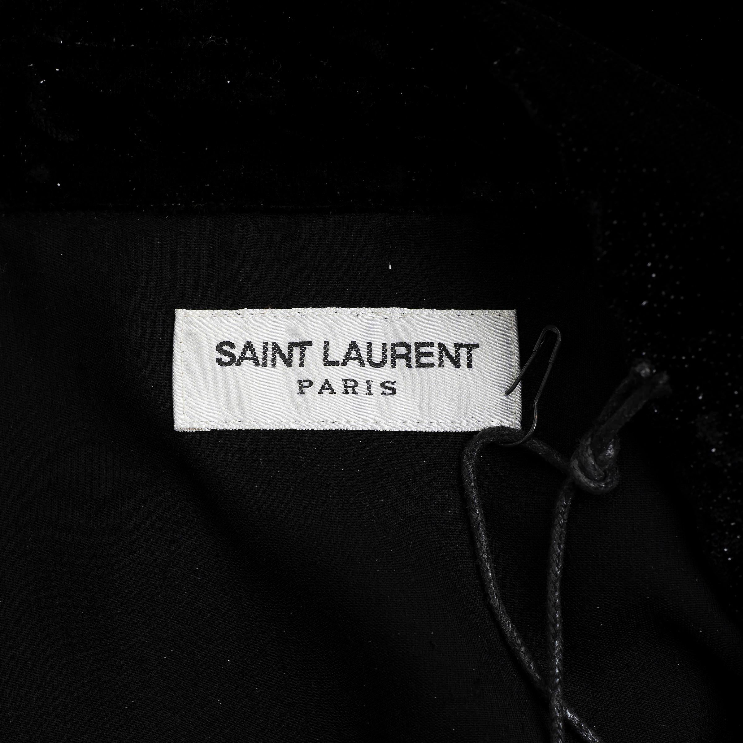 SAINT LAURENT schwarz Viskose 2018 GLITTER VELVET WESTERN Hemd M im Angebot 1