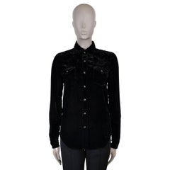SAINT LAURENT viscosa negra 2018 GLITTER VELVET CAMISA WESTERN M