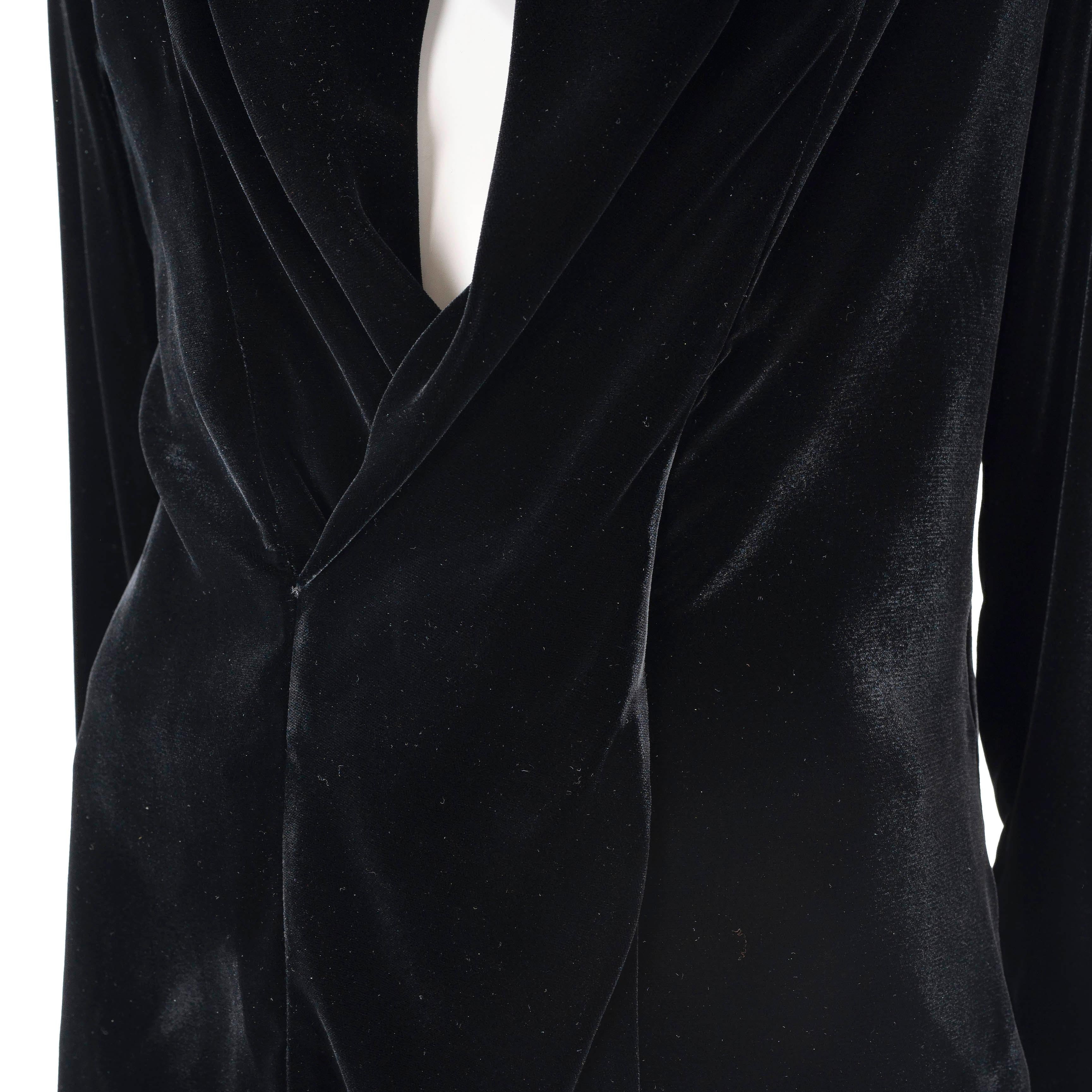 SAINT LAURENT black viscose 2022 V-NECK VELVET Blouse Shirt 38 S For Sale 1