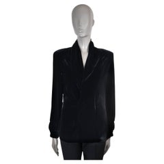 SAINT LAURENT Schwarzes Viskosehemd 2022 V-NECK VELVET Bluse Shirt 38 S