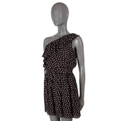 SAINT LAURENT black viscose chiffon 2019 STAR ONE SHOULDER Dress 36 XS