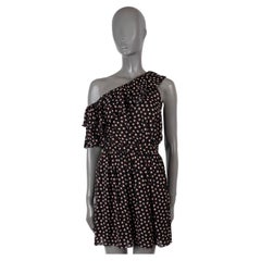 SAINT LAURENT vestido negro de gasa viscosa 2019 STAR ONE SHOULDER 36 XS