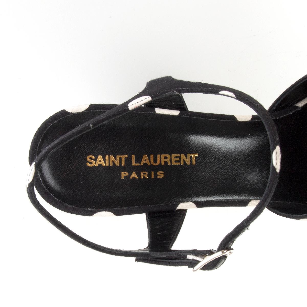 SAINT LAURENT black & white cotton POLKA DOT CANDY Platform Sandals Shoes 40.5 For Sale 2