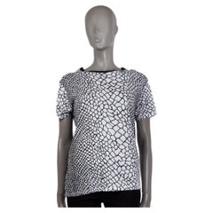 SAINT LAURENT black & white cotton PRINTE T-Shirt Shirt S