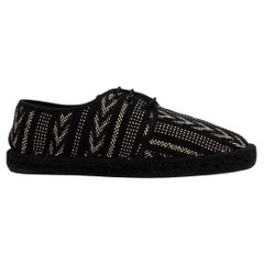 Saint Laurent Black & White Embroidered Lace-Up Espadrilles Size 44