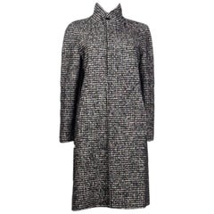 SAINT LAURENT black white HOUNDSTOOTH wool Coat Jacket 40 M