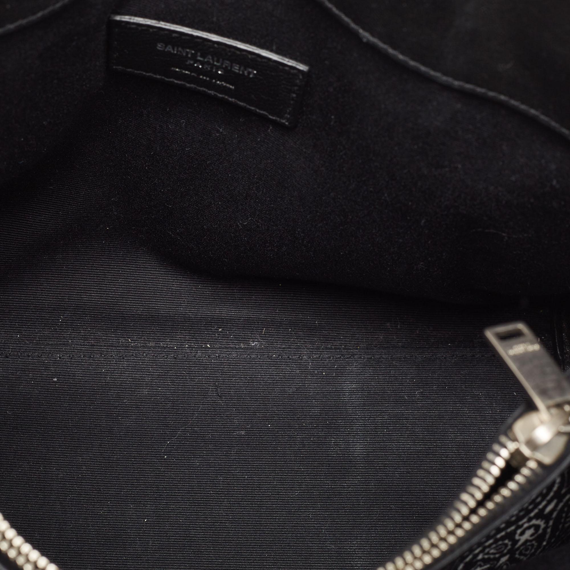 Saint Laurent Black/White Leather and Fabric Baby Bandana Sac De Jour Tote 10