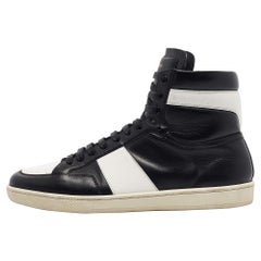 Saint Laurent Black/White Leather Court Classic High Top Sneakers Size 43