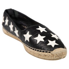 Saint Laurent Espadrillas a stella in pelle bianca e nera misura IT 40