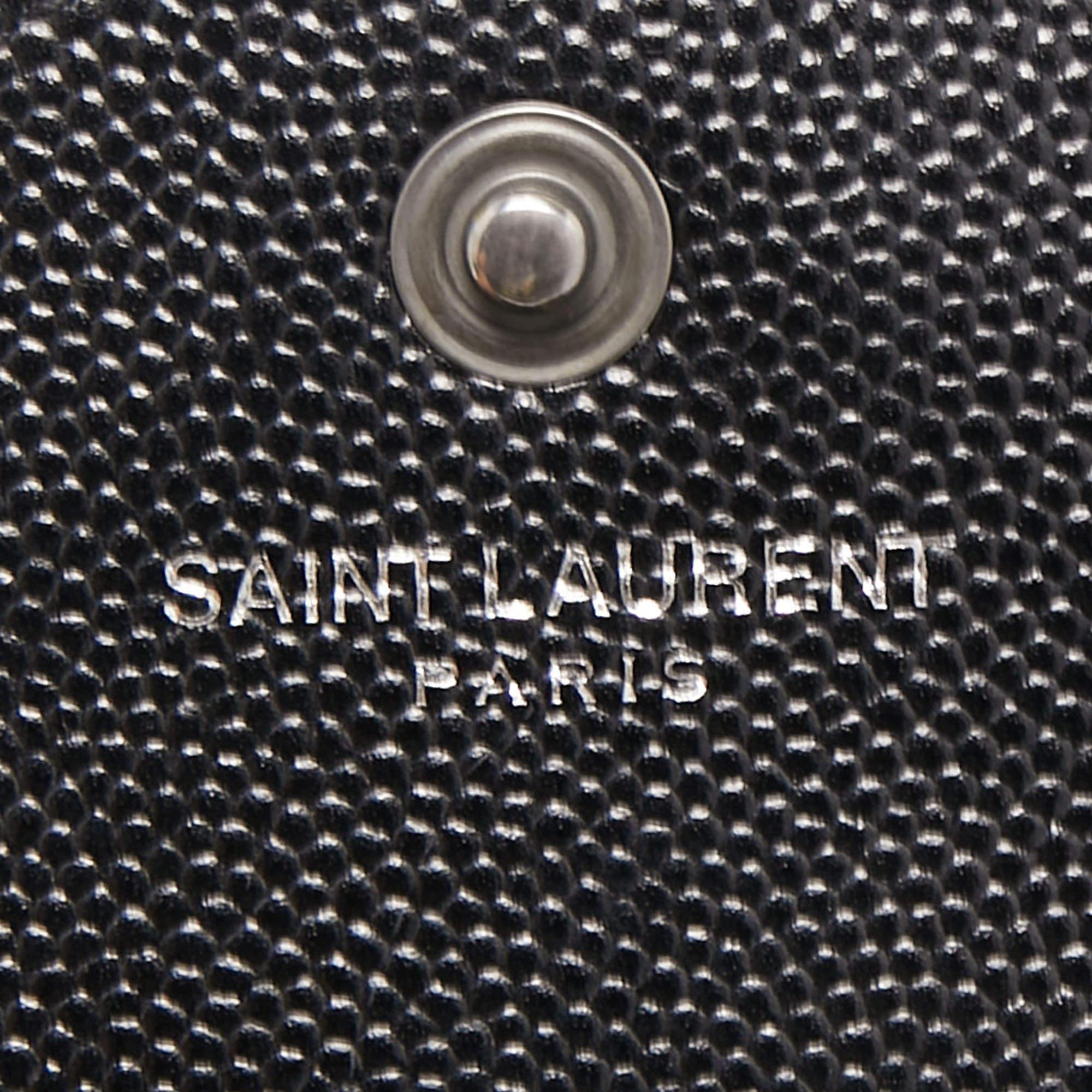Saint Laurent Black/White Matelassé Leather Cassandre Wallet on Chain 4