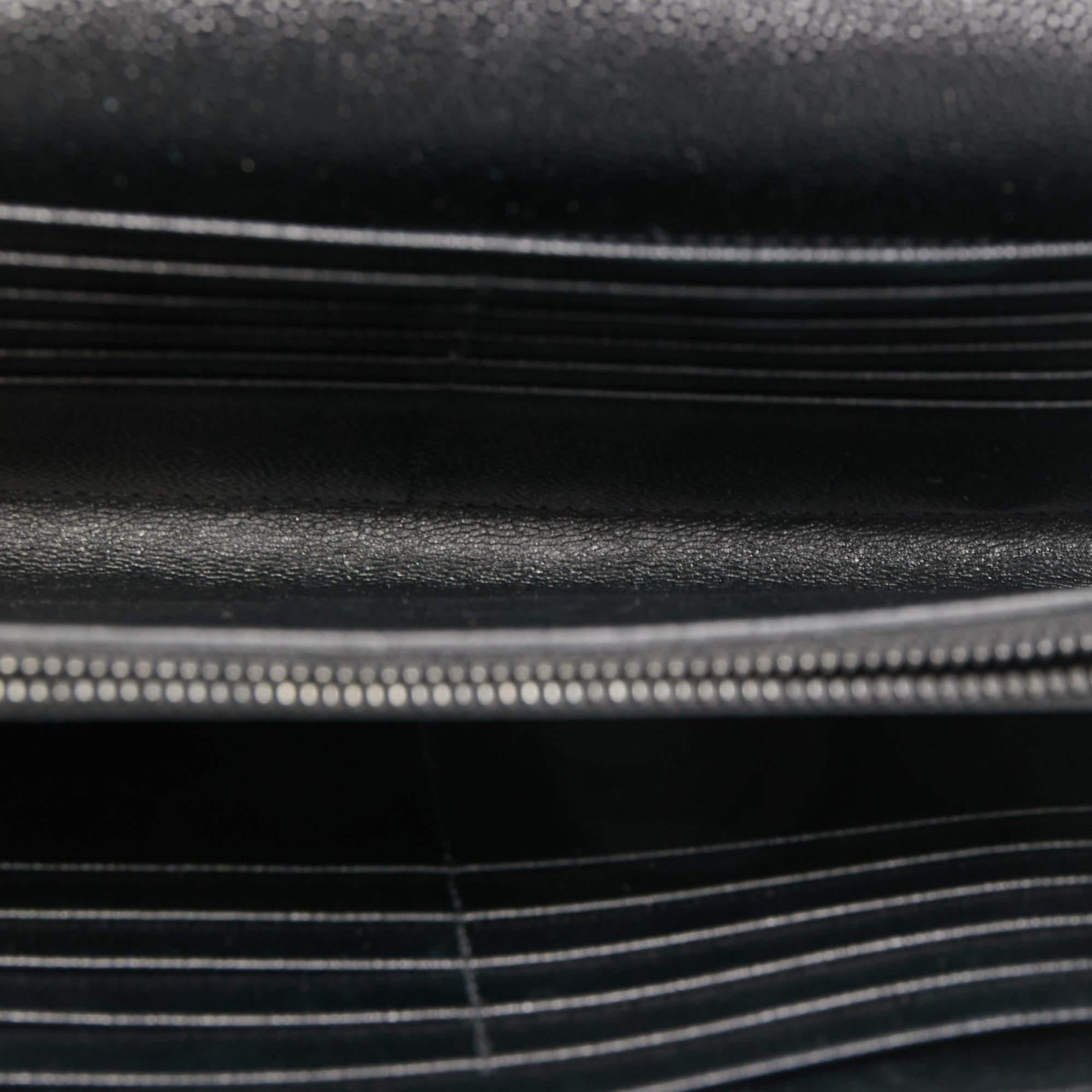 Saint Laurent Black/White Matelassé Leather Cassandre Wallet on Chain 5