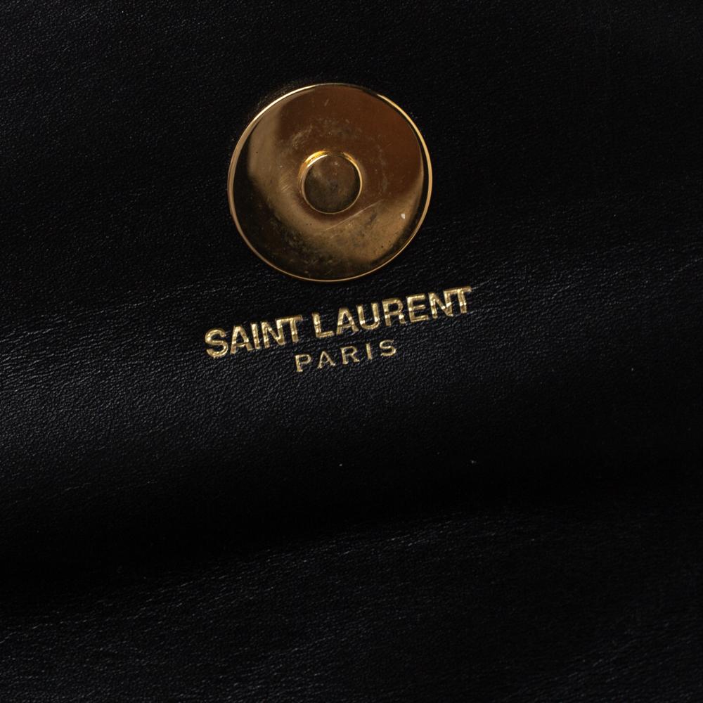 Saint Laurent Black/White Matelassé Leather Envelope Clutch 1