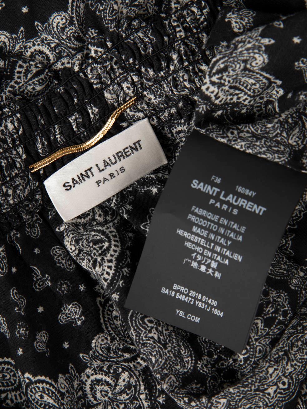 Women's Saint Laurent Black & White Paisley Print Blouse Size S For Sale