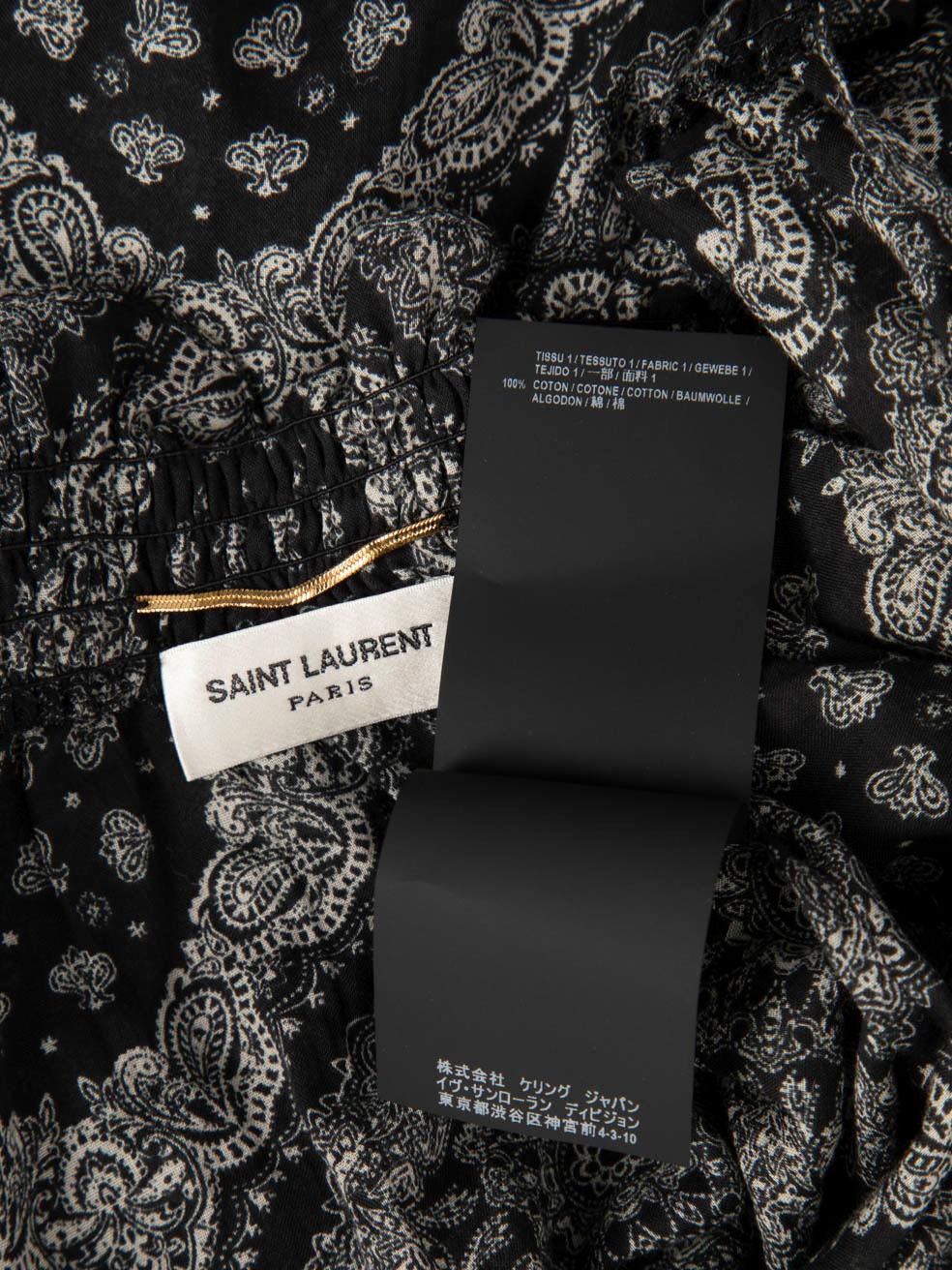 Saint Laurent Black & White Paisley Print Blouse Size S For Sale 1