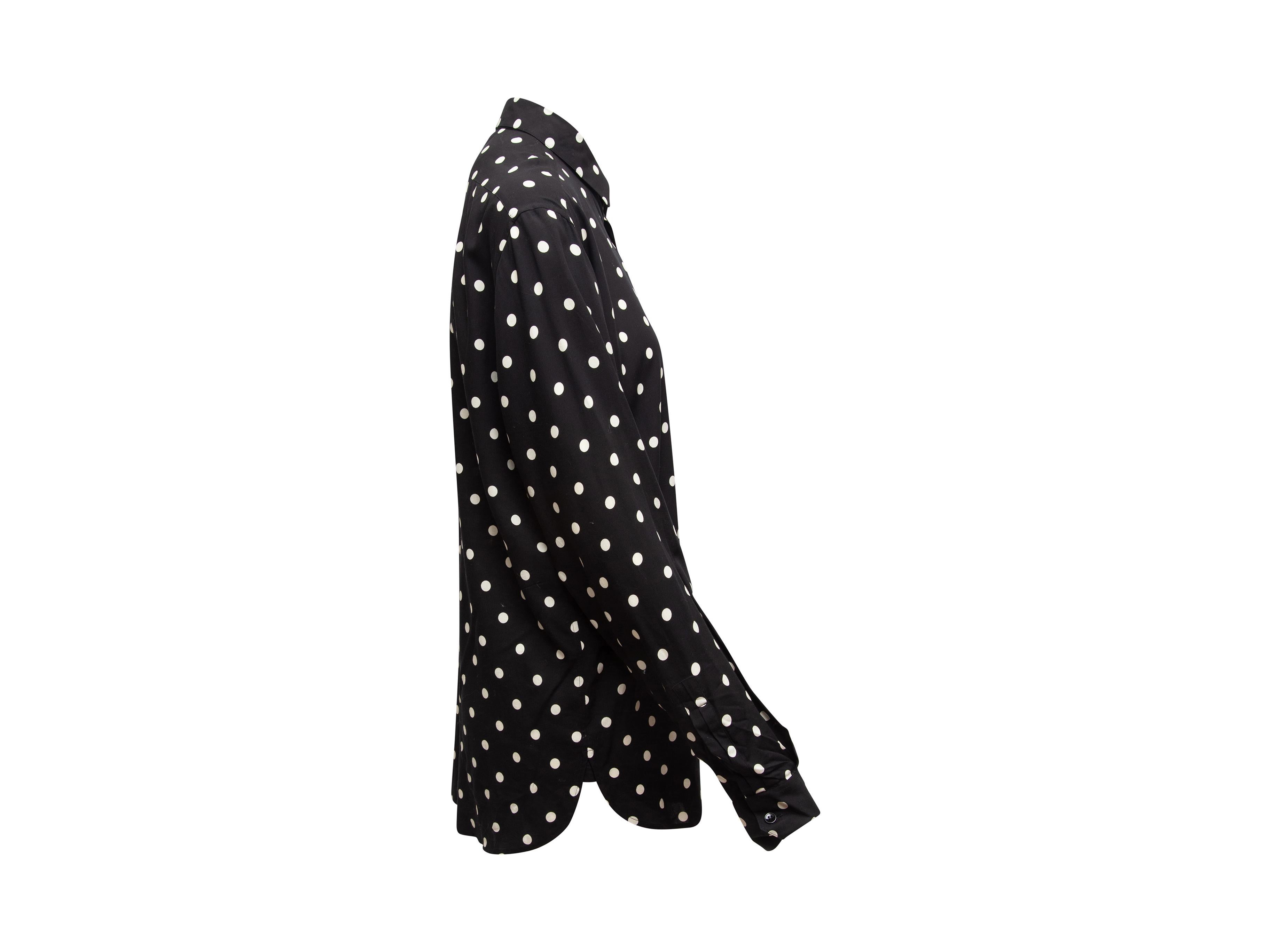 Saint Laurent Black & White Polka Dot Button-Up Top In Excellent Condition In New York, NY
