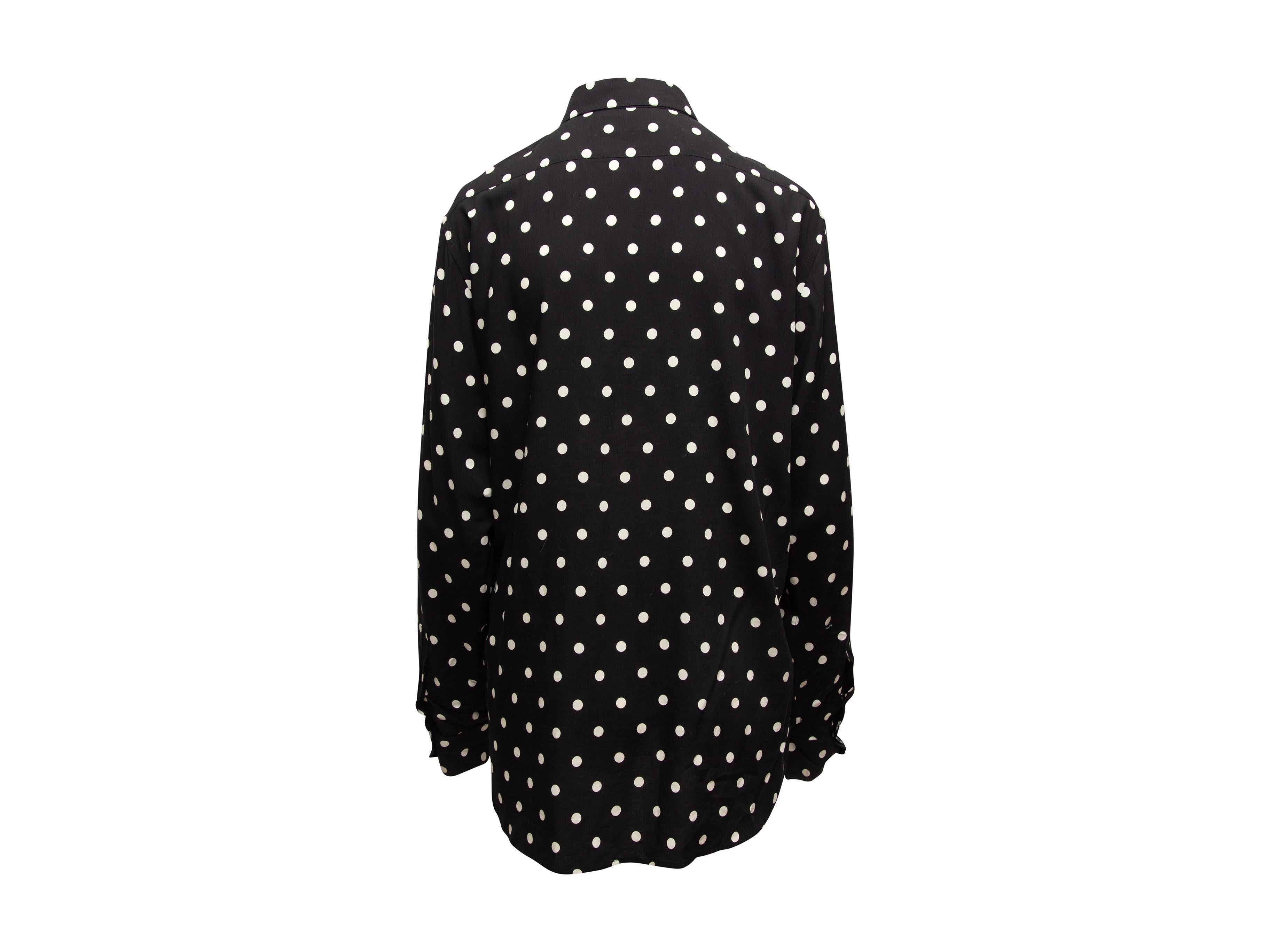 Women's Saint Laurent Black & White Polka Dot Button-Up Top