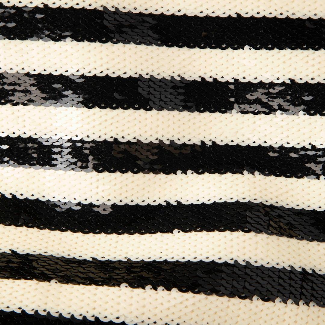 Saint Laurent Schwarz-Weiß Gestreiftes Paillettenkleid Größe S (Braun) im Angebot