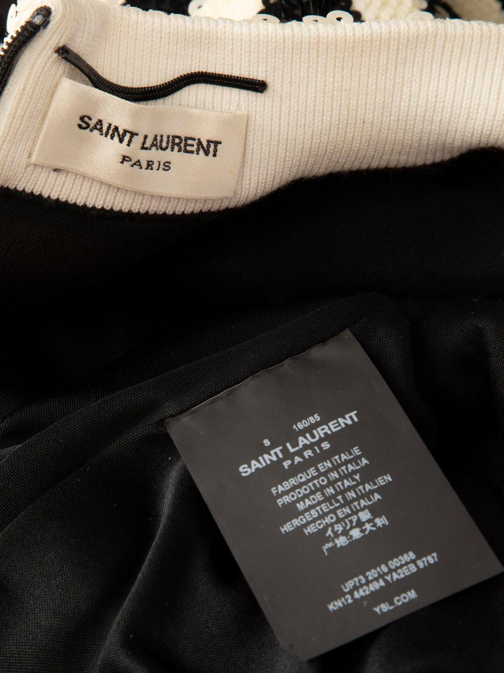 Saint Laurent Schwarz-Weiß Gestreiftes Paillettenkleid Größe S Damen im Angebot