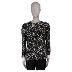 SAINT LAURENT Schwarz-Weißes Star PRINT-Blusehemd aus Seide 2016 42 L
