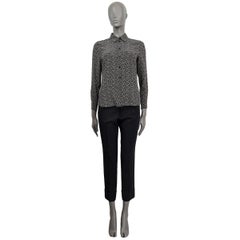 SAINT LAURENT black & white silk ARROW PRINT CREPE DE CHINE Blouse Shirt 38 S