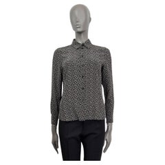 SAINT LAURENT black & white silk ARROW PRINT CREPE DE CHINE Blouse Shirt 38 S