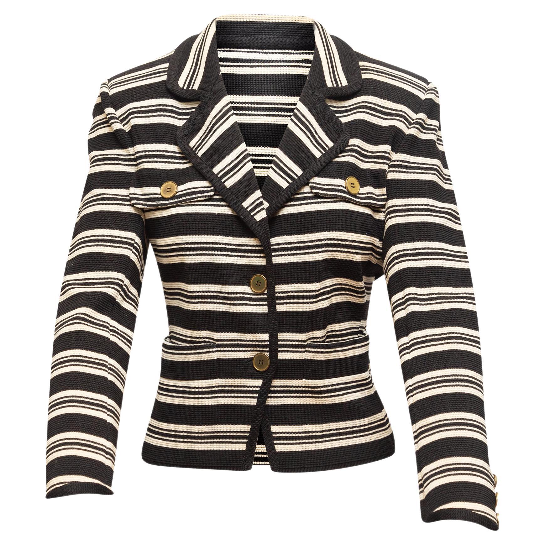 Saint Laurent Black & White Striped Blazer