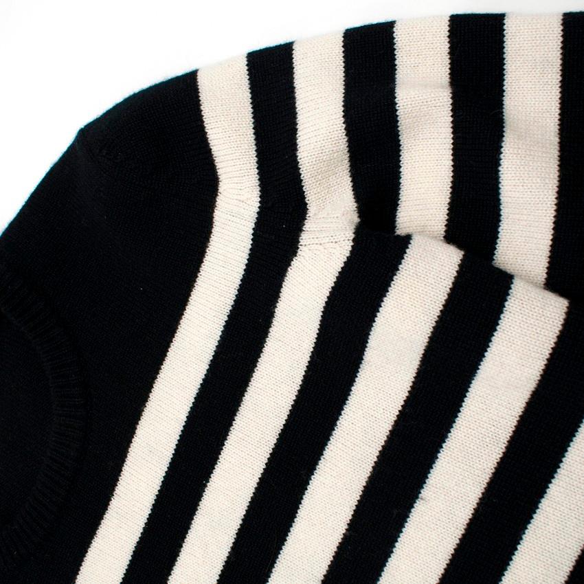 Beige Saint Laurent Black & White Striped Cashmere Sweater For Sale
