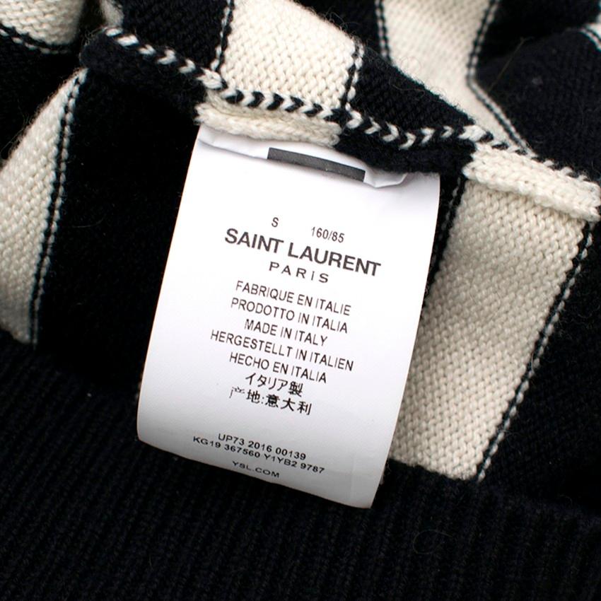 Saint Laurent Black & White Striped Cashmere Sweater For Sale 1