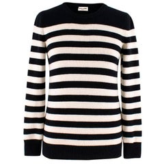 Saint Laurent Black & White Striped Cashmere Sweater