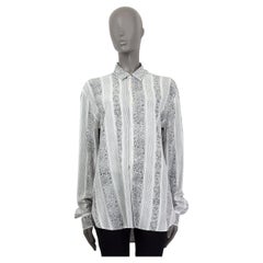 SAINT LAURENT black & white viscose BANDANA PRINT YVES NECK Blouse Shirt 42 L